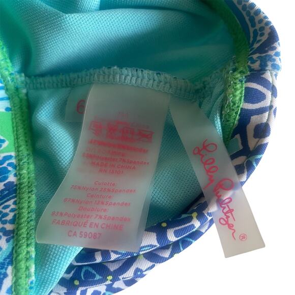 Lilly Pulitzer Yarrow High Waisted Bikini Bottom Cabana Green Keepin it Reel - Picture 6 of 6